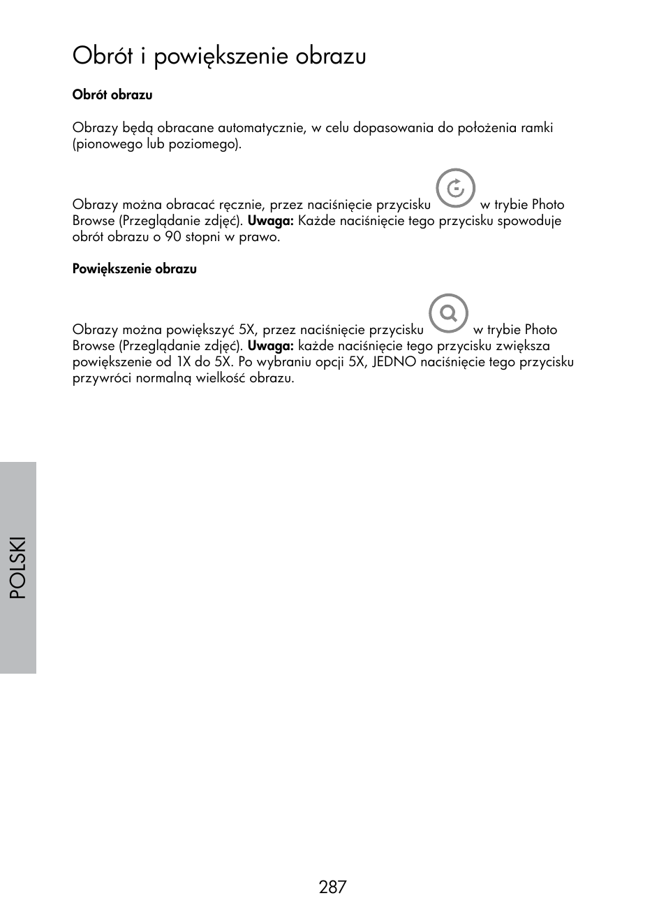 Obrót i powiększenie obrazu, Polski | HP DF770 User Manual | Page 288 / 356