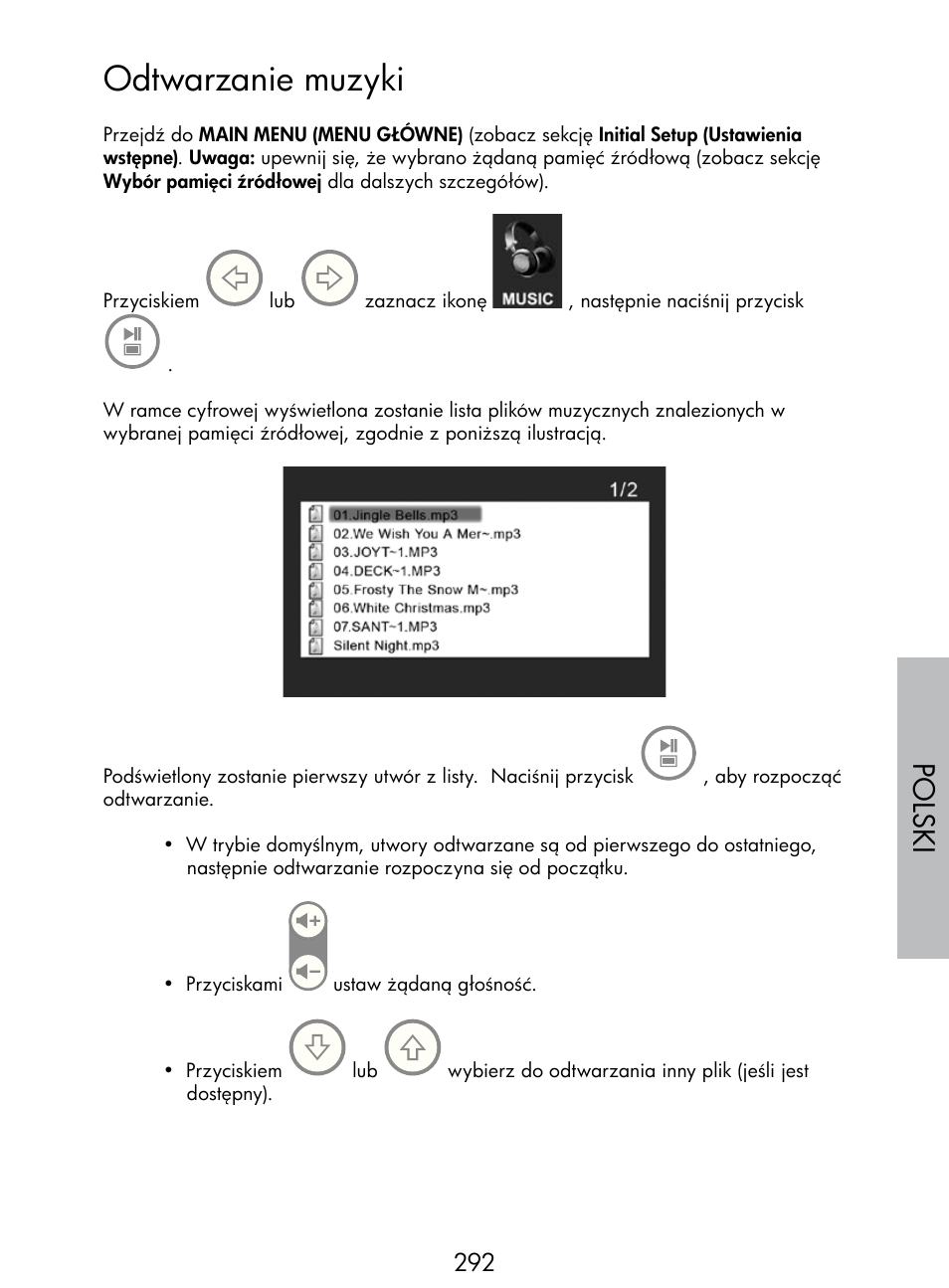 Odtwarzanie muzyki, Polski | HP DF770 User Manual | Page 293 / 356