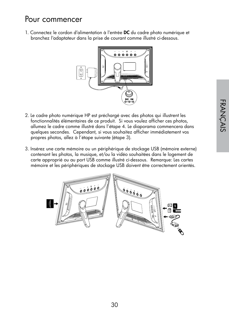 Pour commencer, Français, Po we r mu te me nu | HP DF770 User Manual | Page 31 / 356