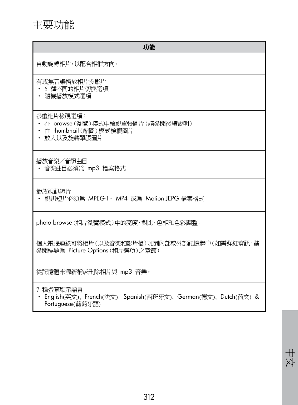 主要功能 | HP DF770 User Manual | Page 313 / 356