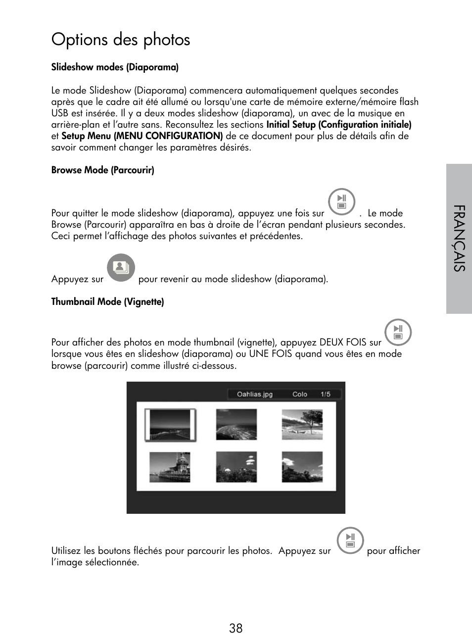 Options des photos, Français | HP DF770 User Manual | Page 39 / 356