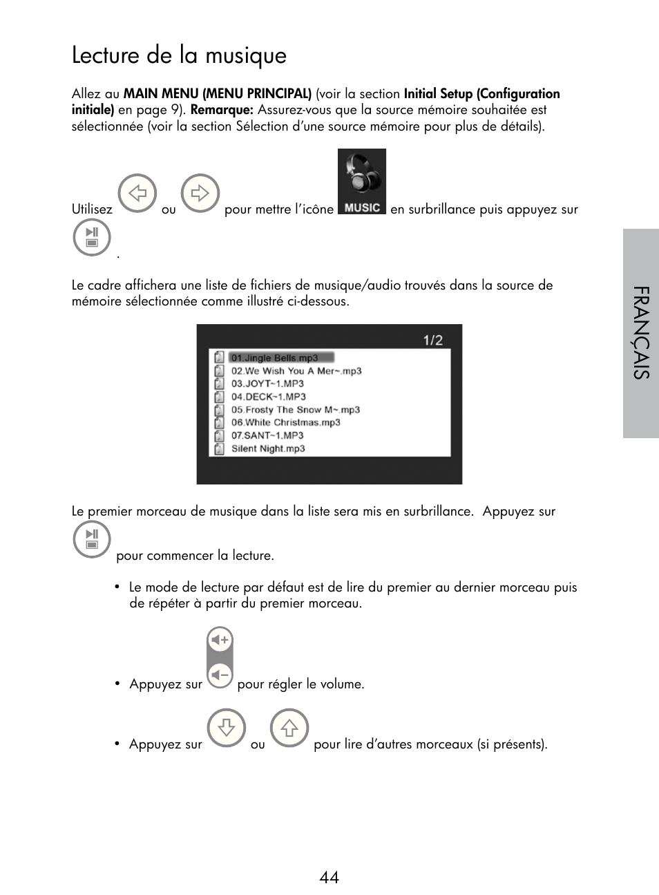 Lecture de la musique, Français | HP DF770 User Manual | Page 45 / 356