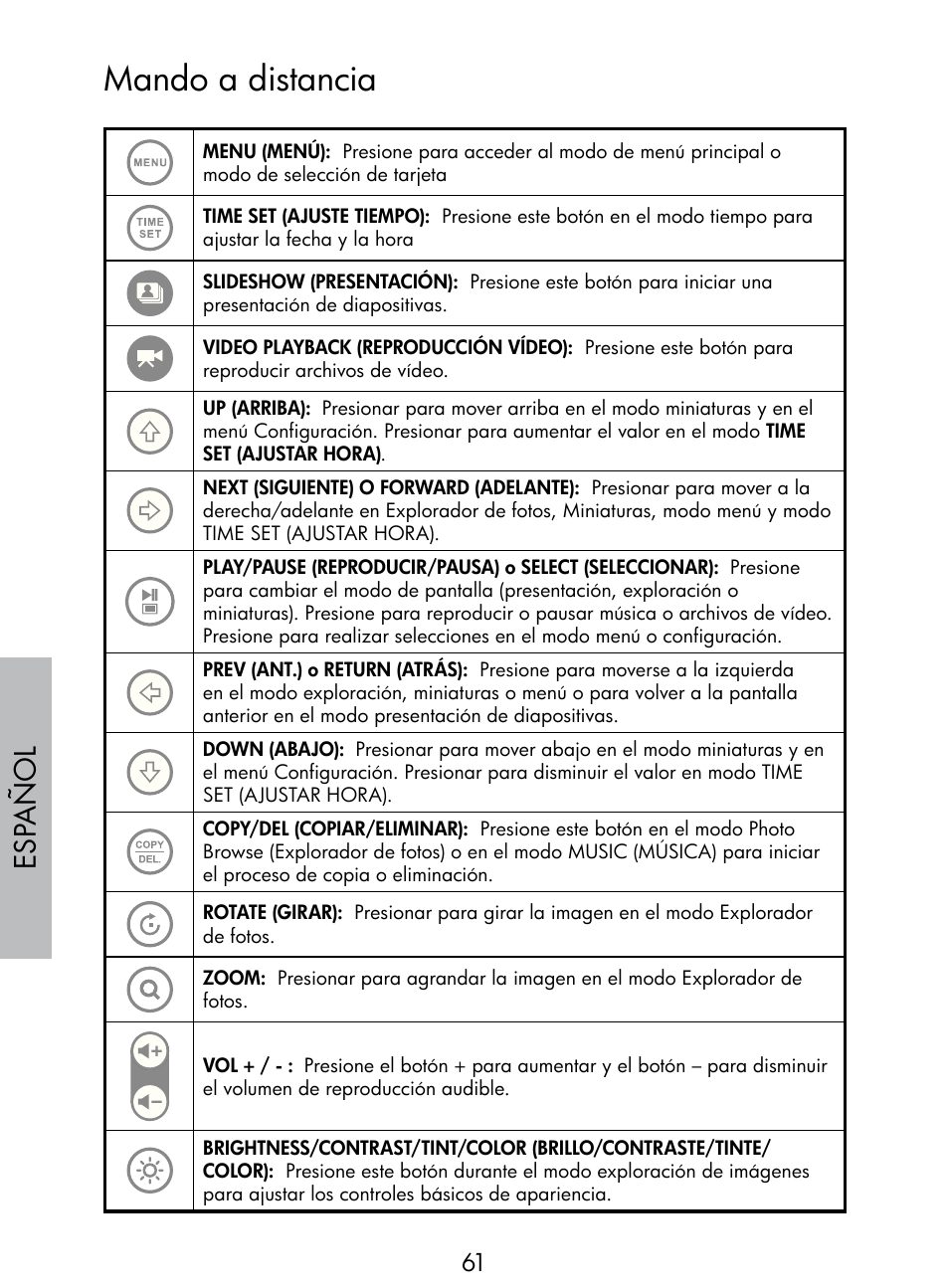 Mando a distancia, Esp añol | HP DF770 User Manual | Page 62 / 356