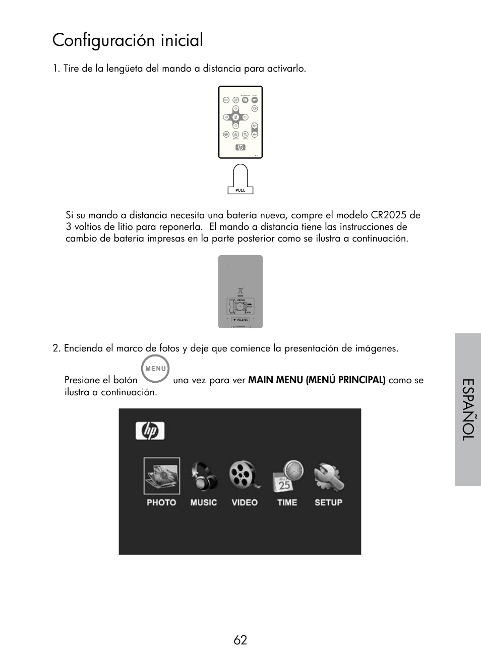 Configuración inicial, Esp añol | HP DF770 User Manual | Page 63 / 356