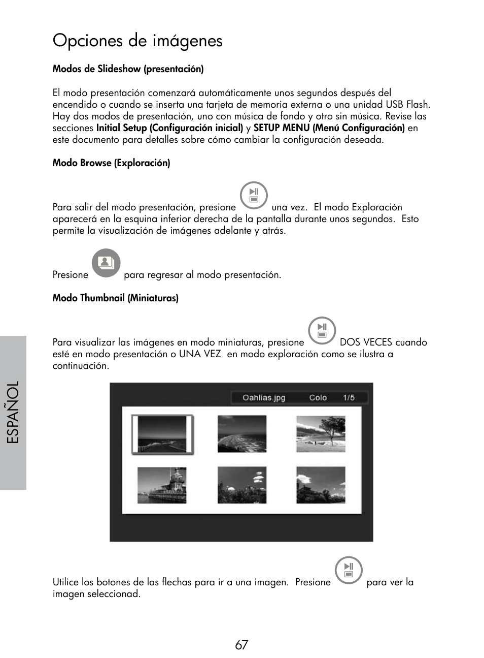 Opciones de imágenes, Esp añol | HP DF770 User Manual | Page 68 / 356