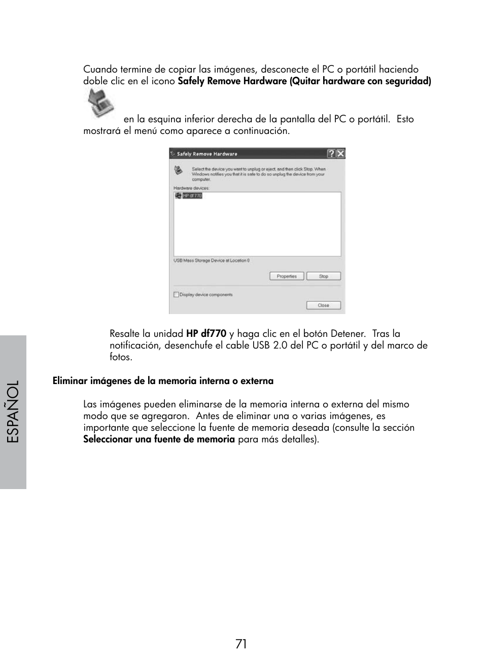 Esp añol | HP DF770 User Manual | Page 72 / 356
