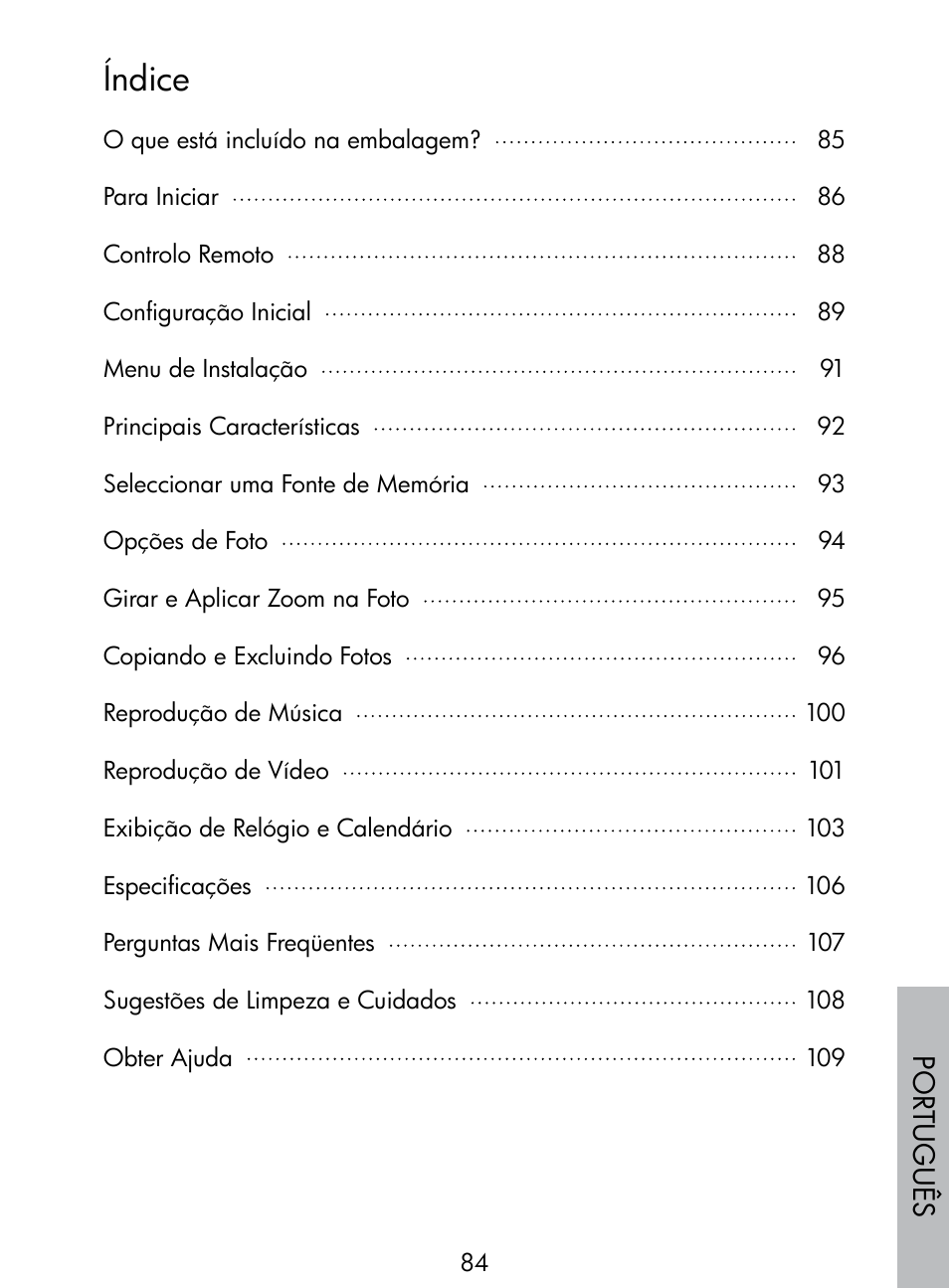 Índice, Por tuguês | HP DF770 User Manual | Page 85 / 356