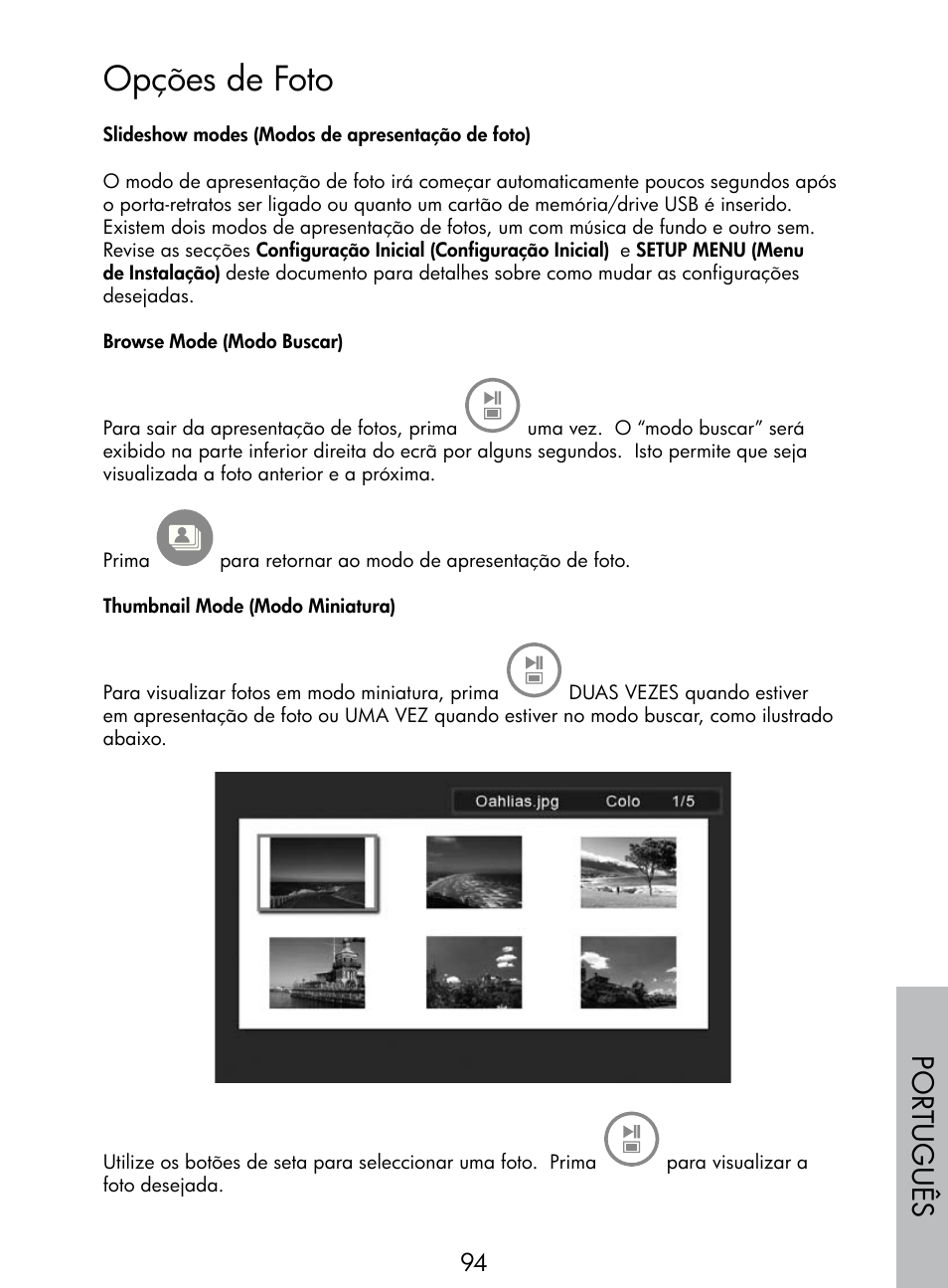 Opções de foto, Por tuguês | HP DF770 User Manual | Page 95 / 356