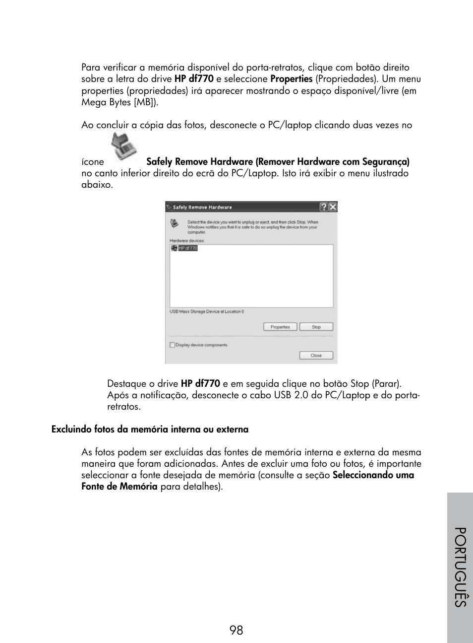 Por tuguês | HP DF770 User Manual | Page 99 / 356