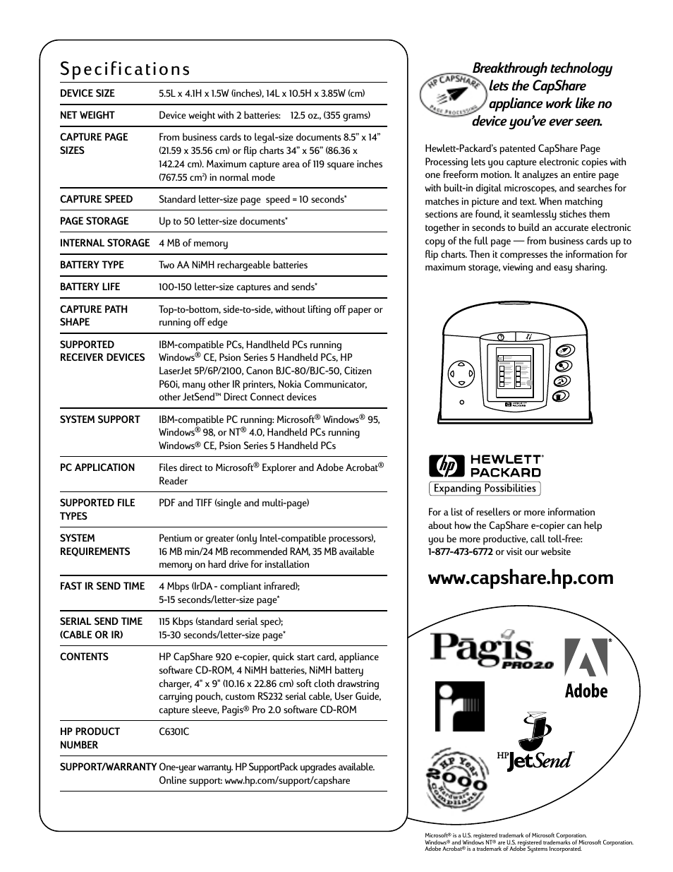 HP CapShare 920 User Manual | Page 2 / 2