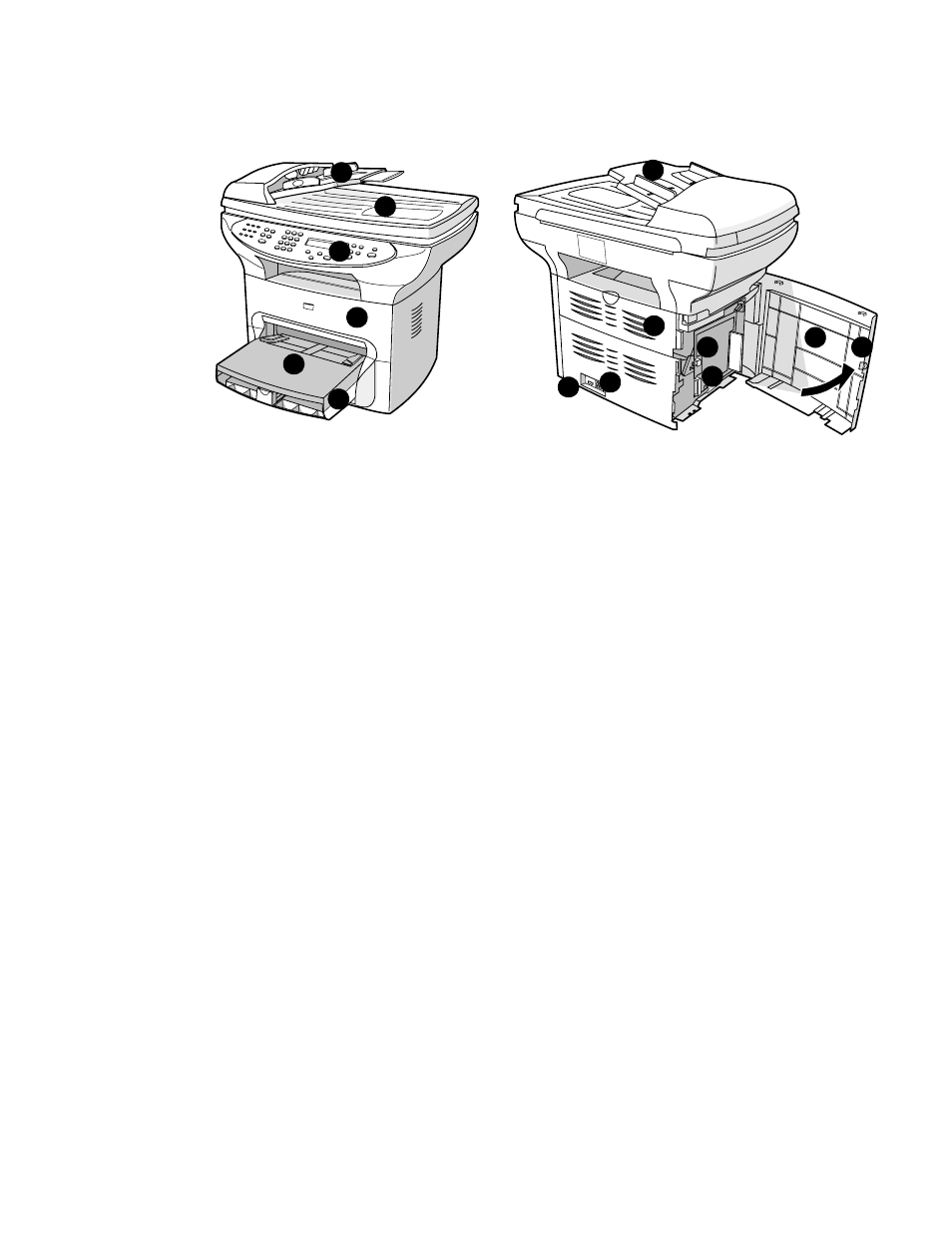 Identifying your product’s hardware components, Hp laserjet 3300 series hardware components | HP 3300mfp User Manual | Page 22 / 259