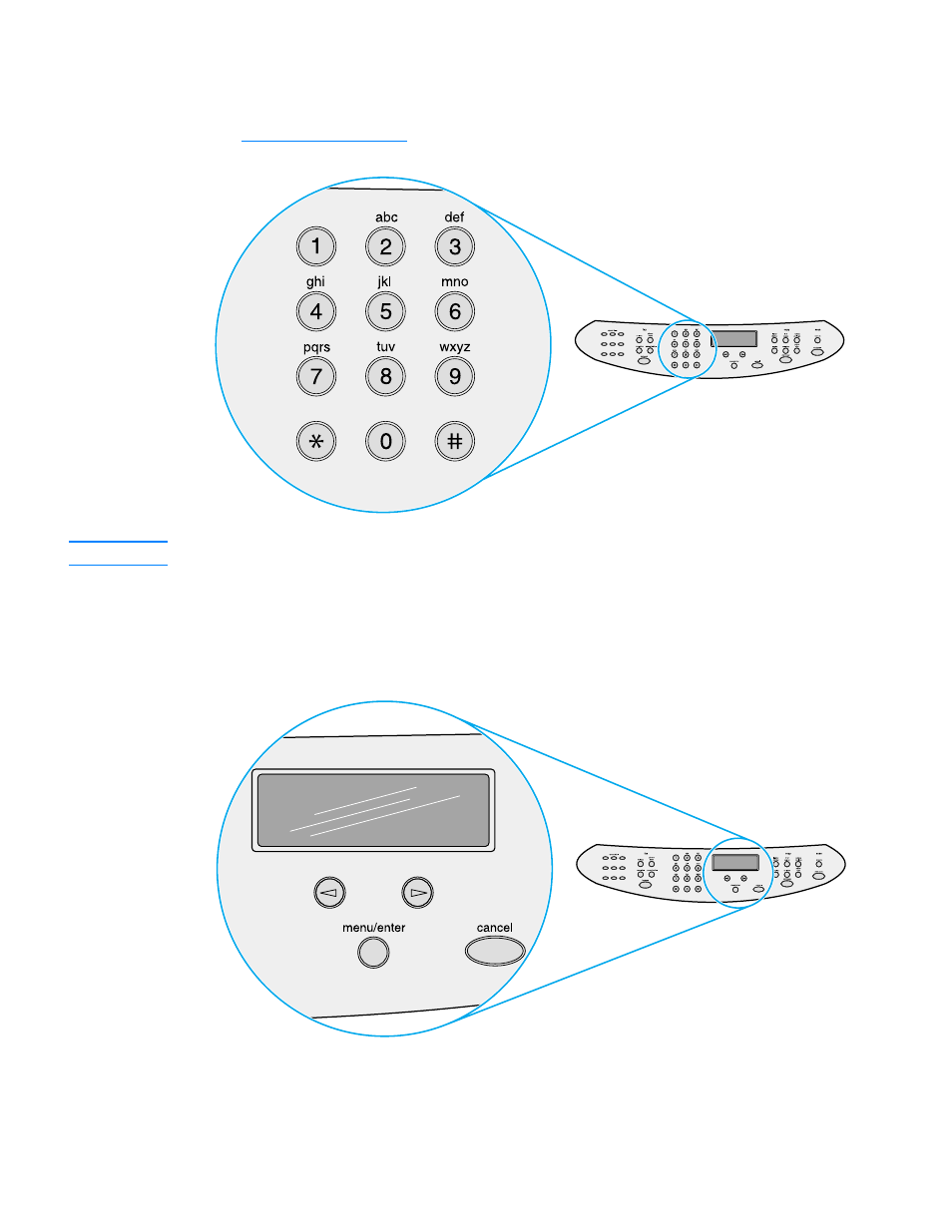 Alphanumeric buttons, Menu and cancel controls, Alphanumeric buttons menu and cancel controls | HP 3300mfp User Manual | Page 24 / 259