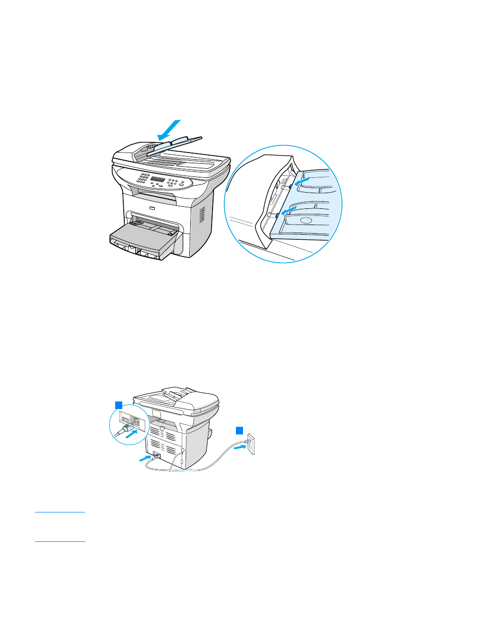 Installing the adf input tray, Connecting the power cord | HP 3300mfp User Manual | Page 32 / 259