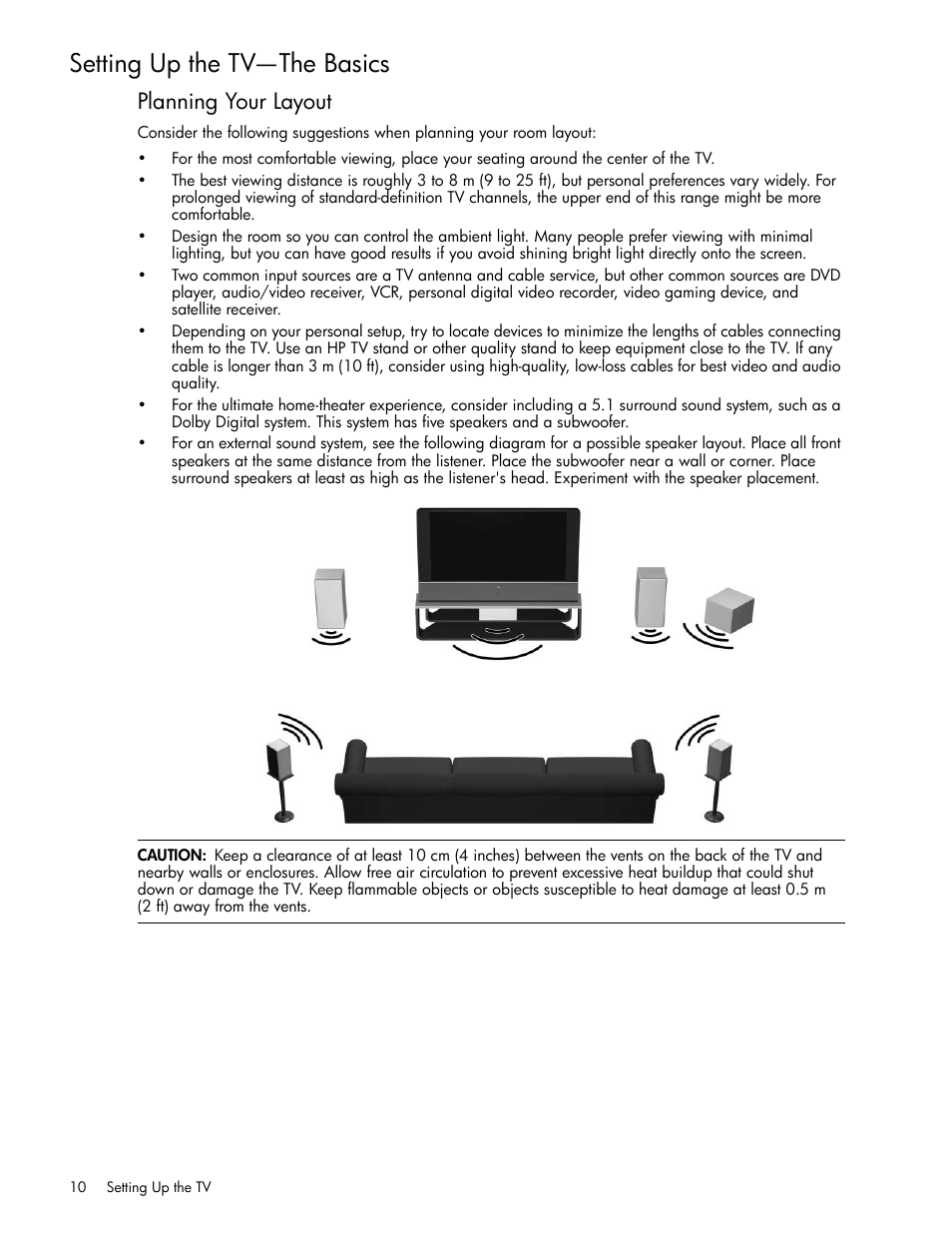 Setting up the tv-the basics, Planning your layout, Setting up the tv—the basics | HP md5020n User Manual | Page 10 / 80