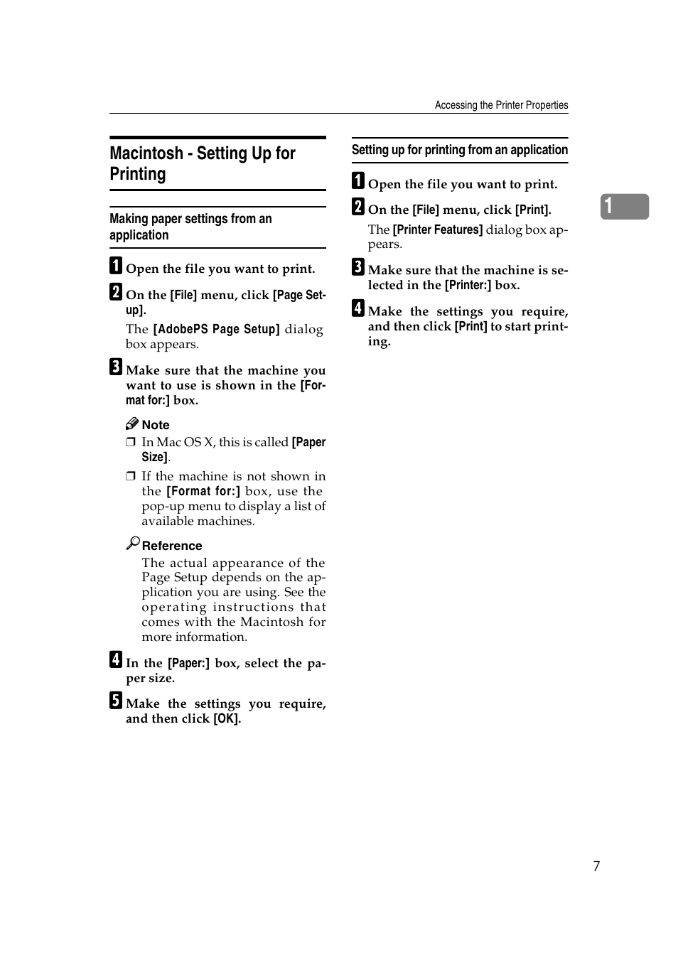 Macintosh - setting up for printing, Making paper settings from an application, Setting up for printing from an application | HP 2045 User Manual | Page 13 / 76