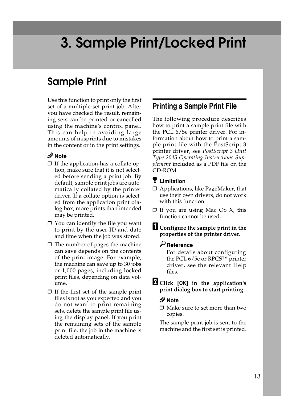  sample print/locked print, Sample print, Printing a sample print file | Sample print/locked print | HP 2045 User Manual | Page 19 / 76