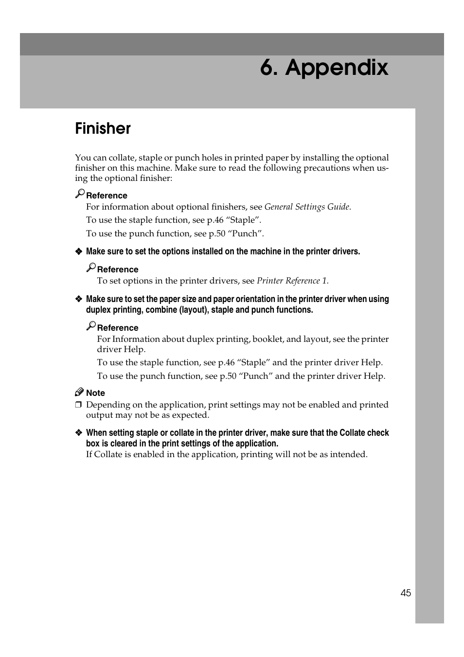  appendix, Finisher, Appendix | HP 2045 User Manual | Page 51 / 76