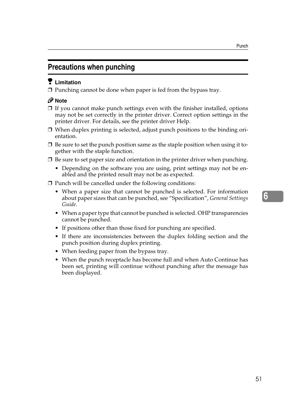 Precautions when punching | HP 2045 User Manual | Page 57 / 76