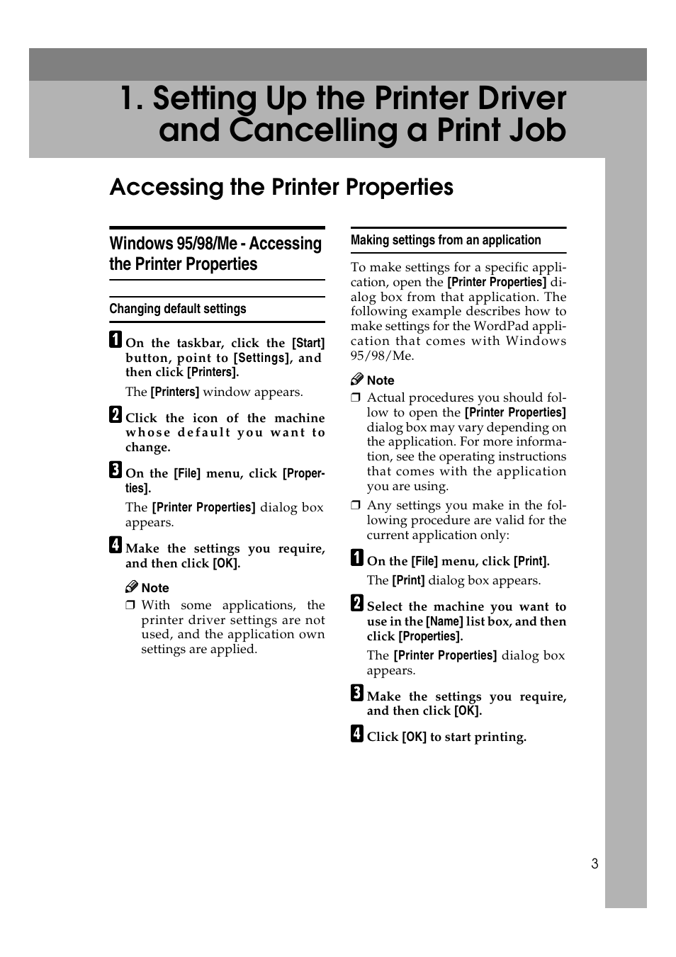 Accessing the printer properties, Changing default settings, Making settings from an application | HP 2045 User Manual | Page 9 / 76
