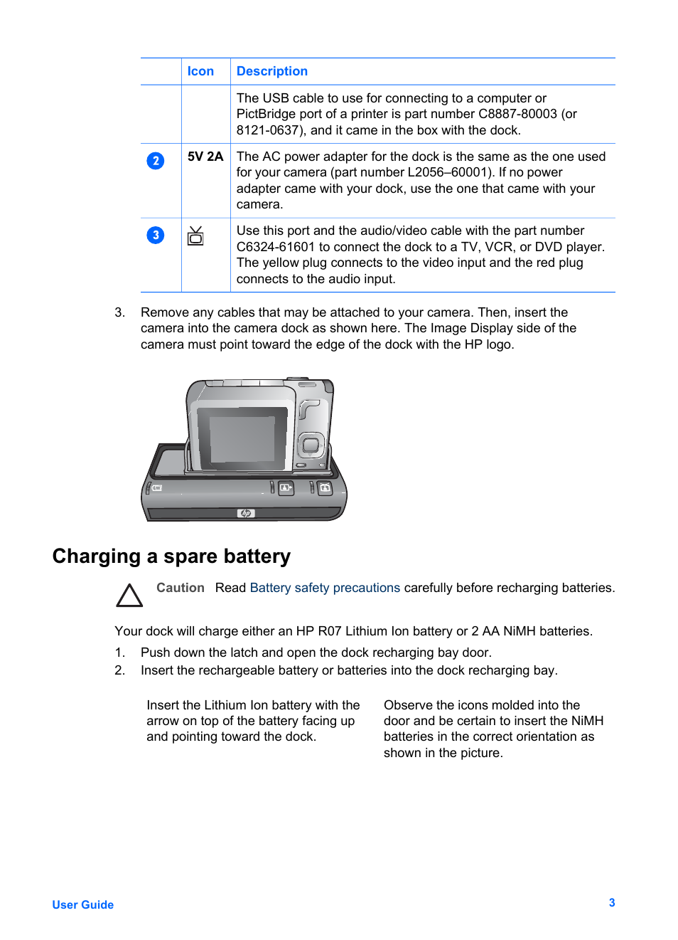 Charging a spare battery | HP Photosmart 6221 User Manual | Page 6 / 19