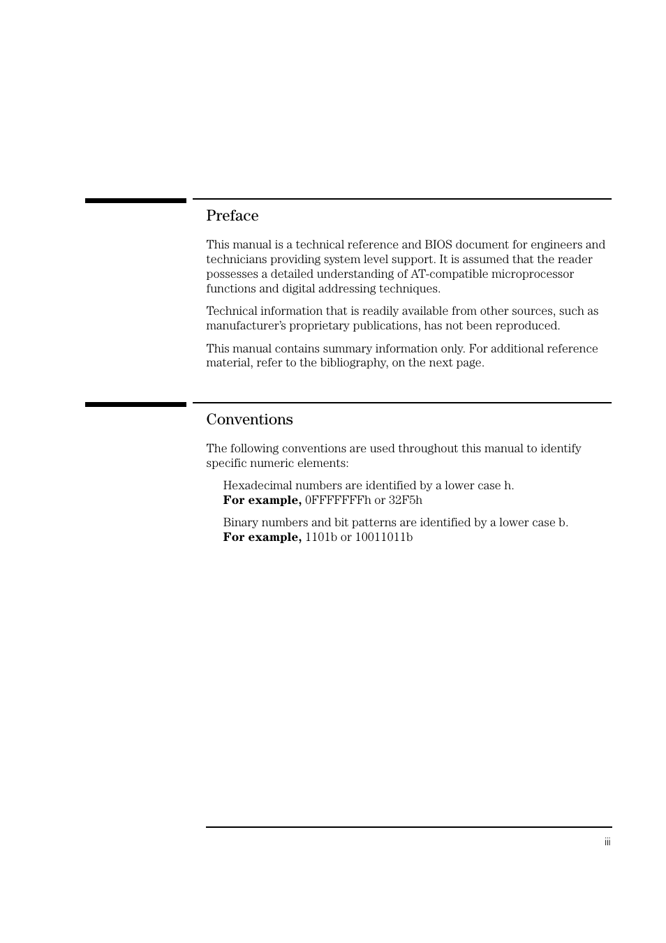 Preface, Conventions | HP Vectra VL 5/xxx Series 5 User Manual | Page 3 / 90