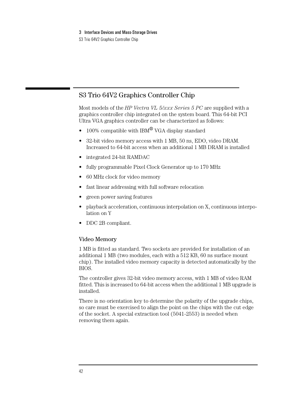 S3 trio 64v2 graphics controller chip | HP Vectra VL 5/xxx Series 5 User Manual | Page 42 / 90