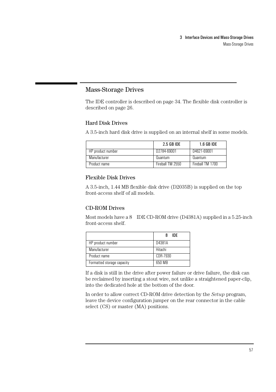 Mass-storage drives | HP Vectra VL 5/xxx Series 5 User Manual | Page 57 / 90