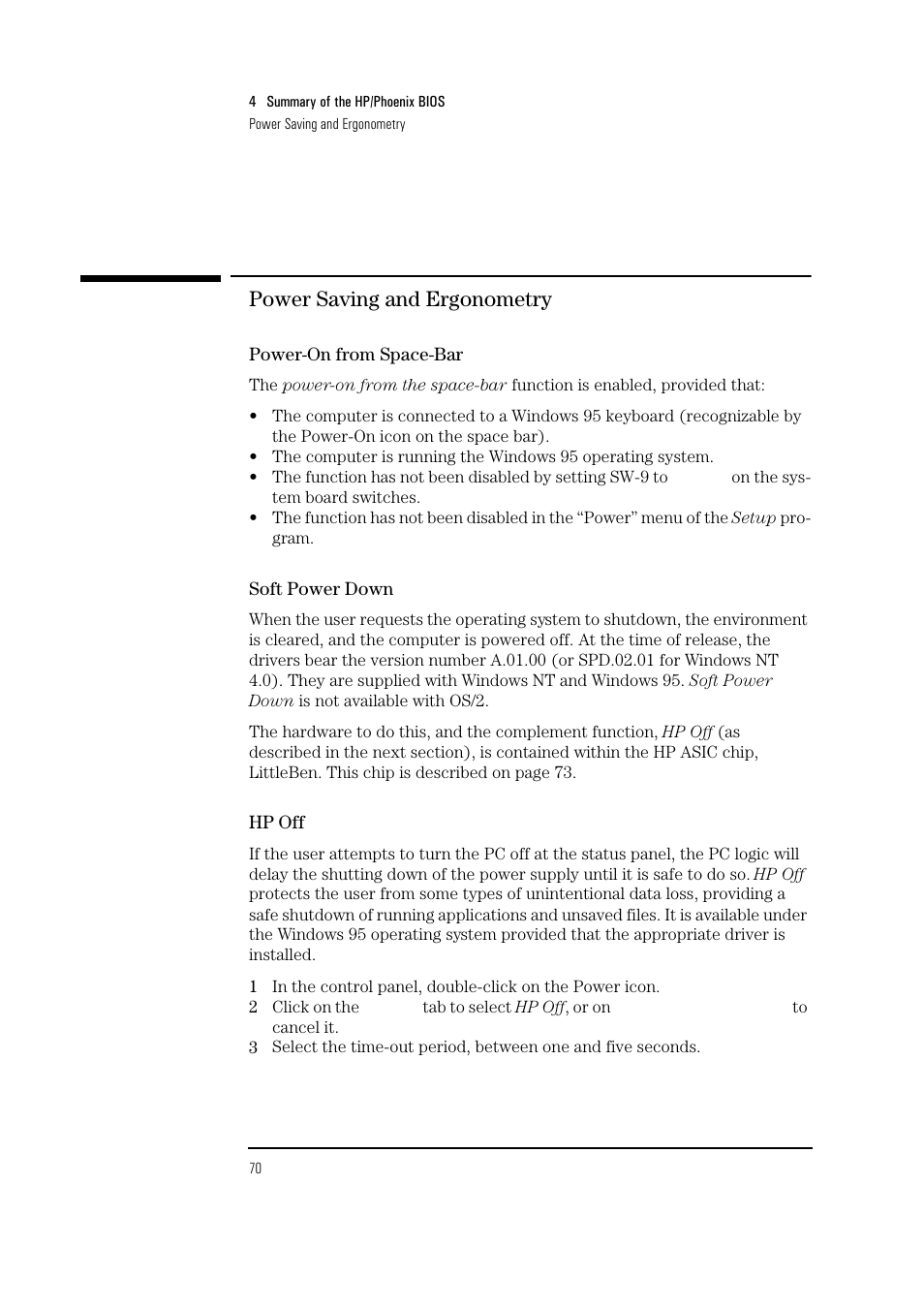 Power saving and ergonometry | HP Vectra VL 5/xxx Series 5 User Manual | Page 70 / 90