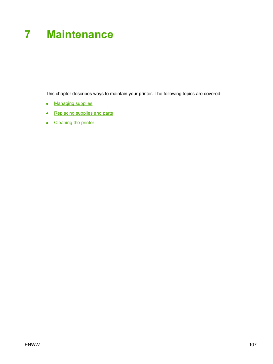 Maintenance, 7 maintenance, 7maintenance | HP 3800 User Manual | Page 121 / 226