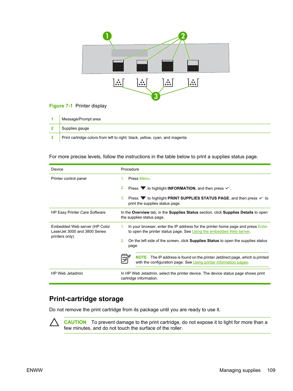 Print-cartridge storage | HP 3800 User Manual | Page 123 / 226