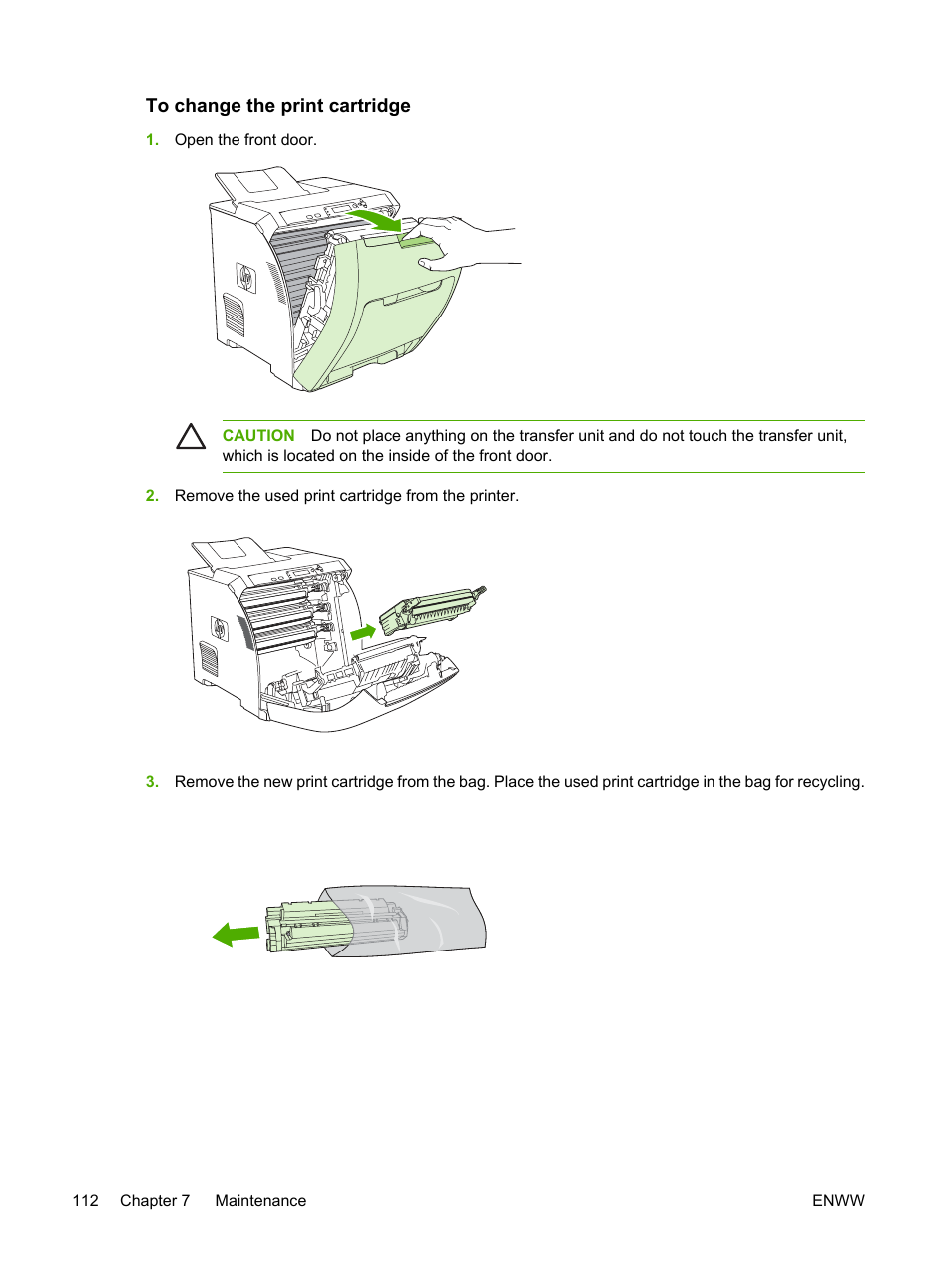 To change the print cartridge | HP 3800 User Manual | Page 126 / 226