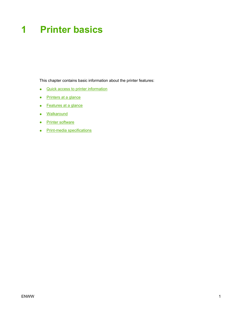 Printer basics, 1 printer basics, 1printer basics | HP 3800 User Manual | Page 15 / 226