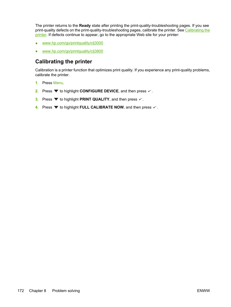 Calibrating the printer, Inter. see | HP 3800 User Manual | Page 186 / 226