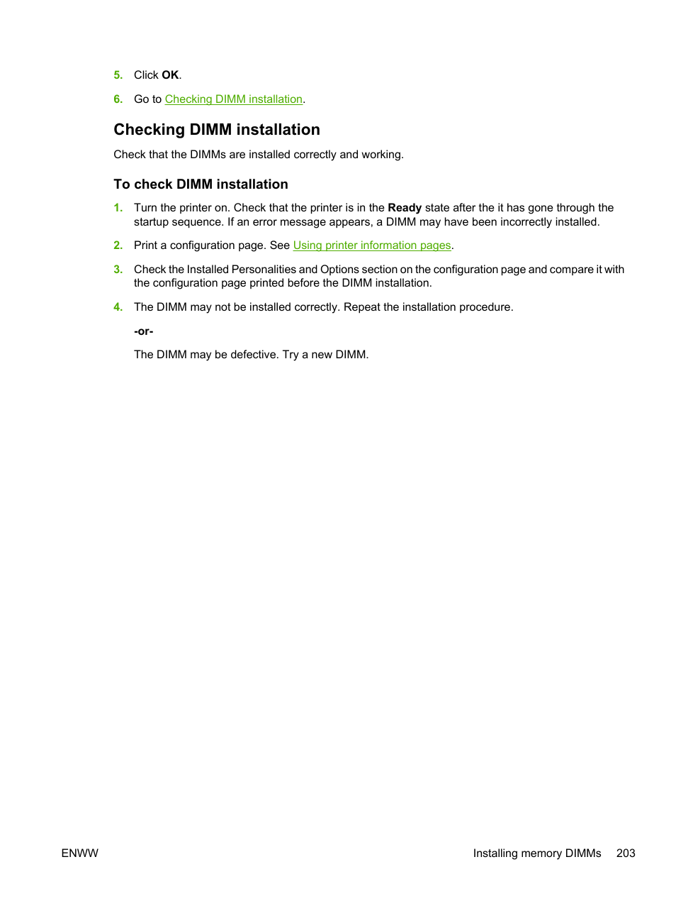 Checking dimm installation, To check dimm installation | HP 3800 User Manual | Page 217 / 226