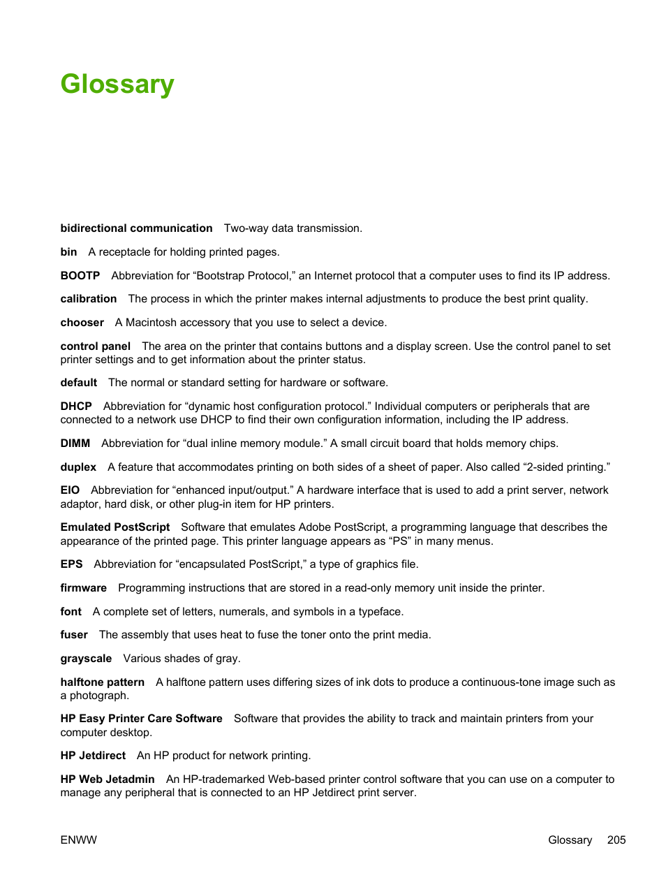 Glossary | HP 3800 User Manual | Page 219 / 226