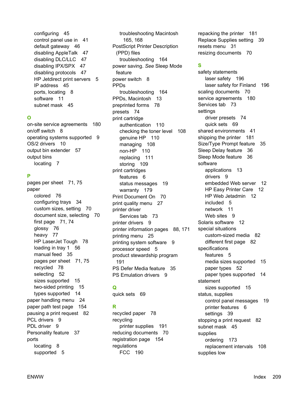 HP 3800 User Manual | Page 223 / 226