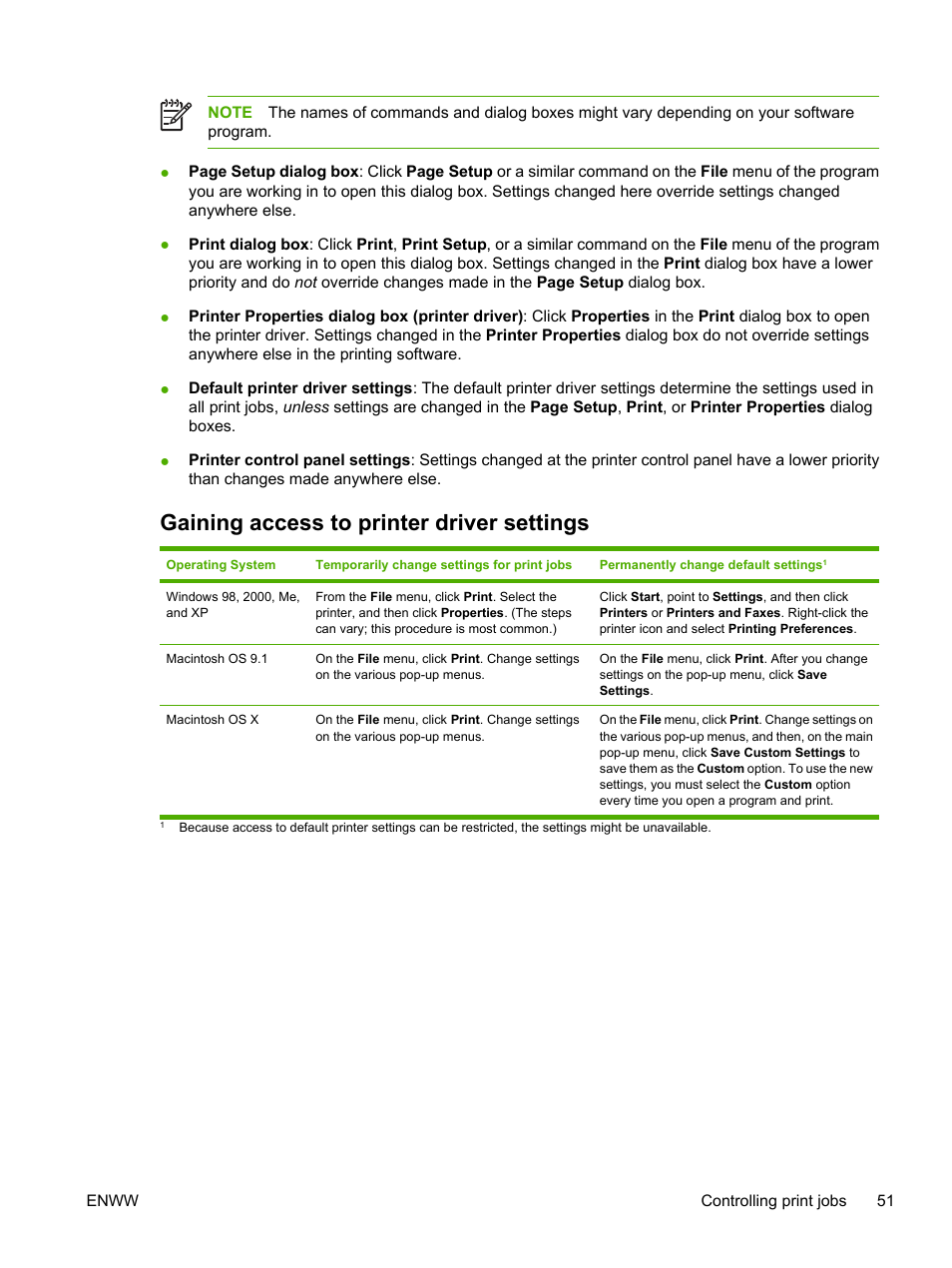 Gaining access to printer driver settings | HP 3800 User Manual | Page 65 / 226