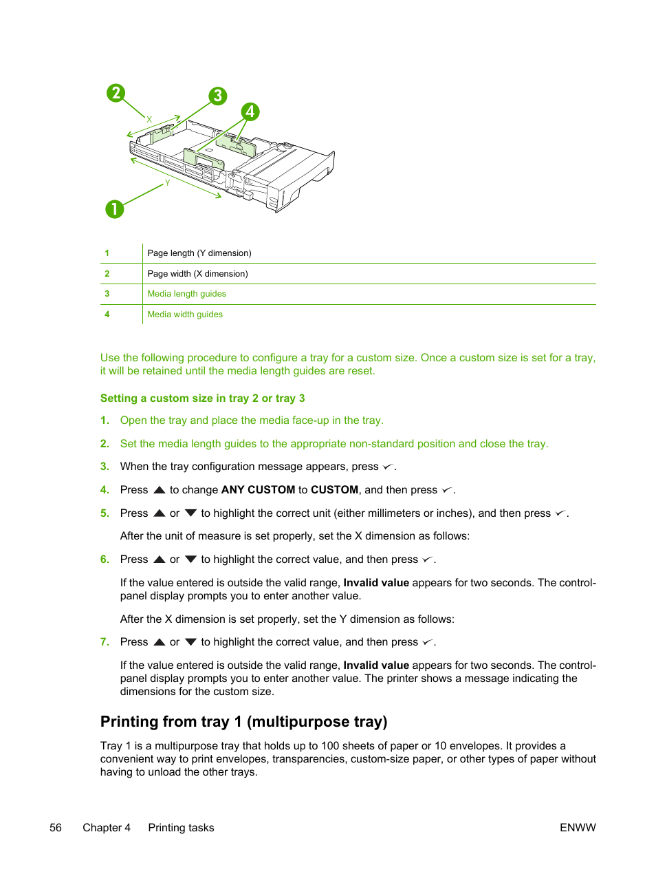 Printing from tray 1 (multipurpose tray) | HP 3800 User Manual | Page 70 / 226