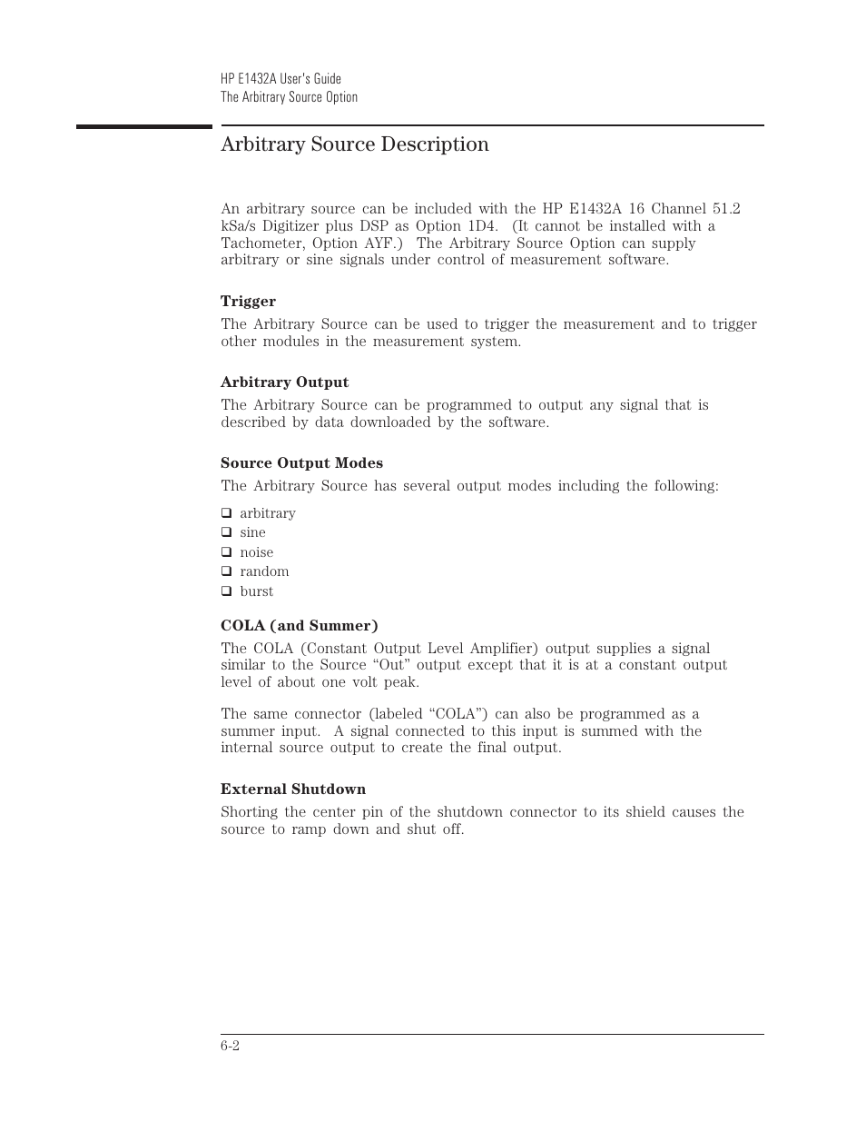 Arbitrary source description | HP VXI E1432A User Manual | Page 123 / 222