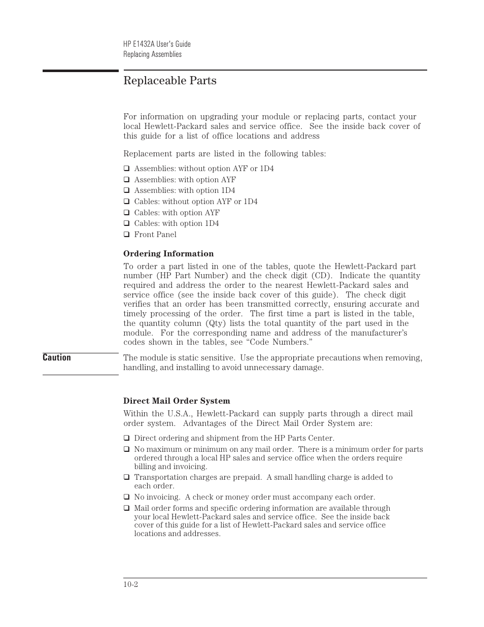 Replaceable parts | HP VXI E1432A User Manual | Page 147 / 222