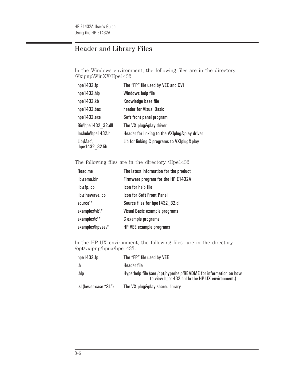 Header and library files | HP VXI E1432A User Manual | Page 45 / 222