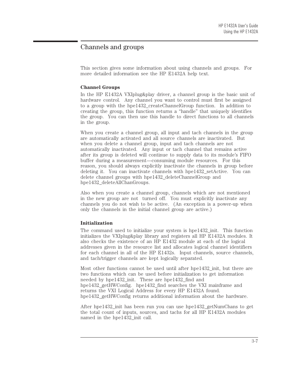 Channels and groups | HP VXI E1432A User Manual | Page 46 / 222