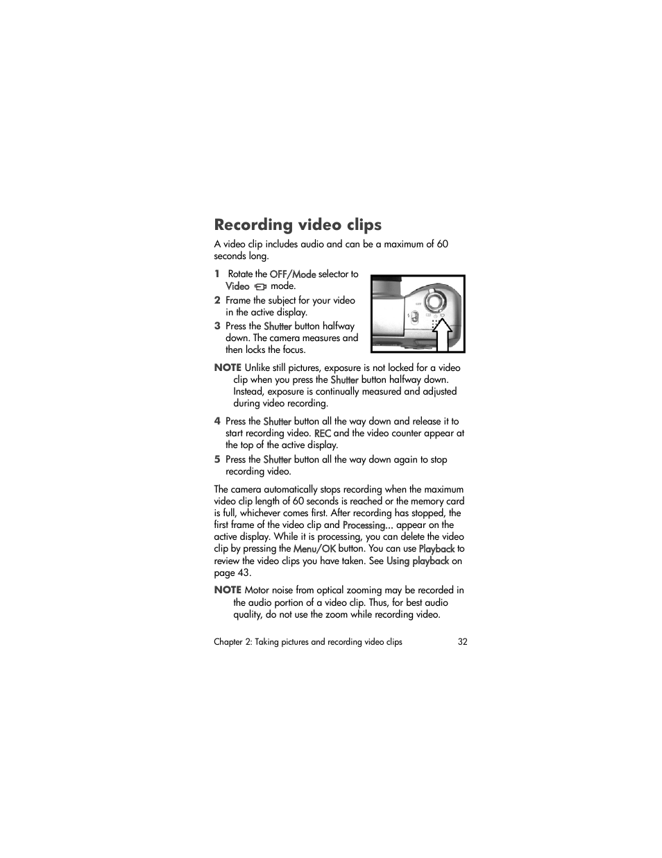 Recording video clips | HP PhotoSmart 850 User Manual | Page 32 / 112