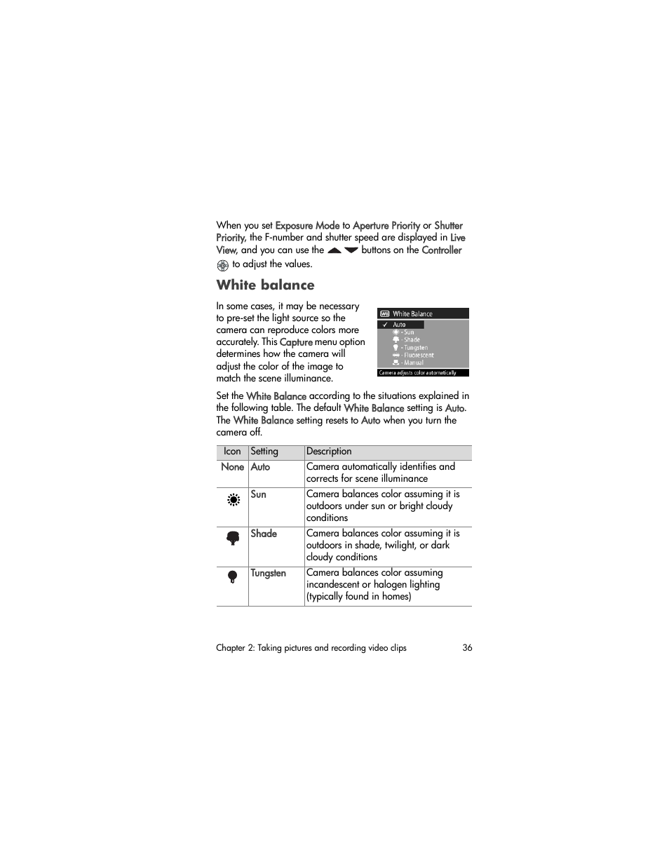 White balance | HP PhotoSmart 850 User Manual | Page 36 / 112