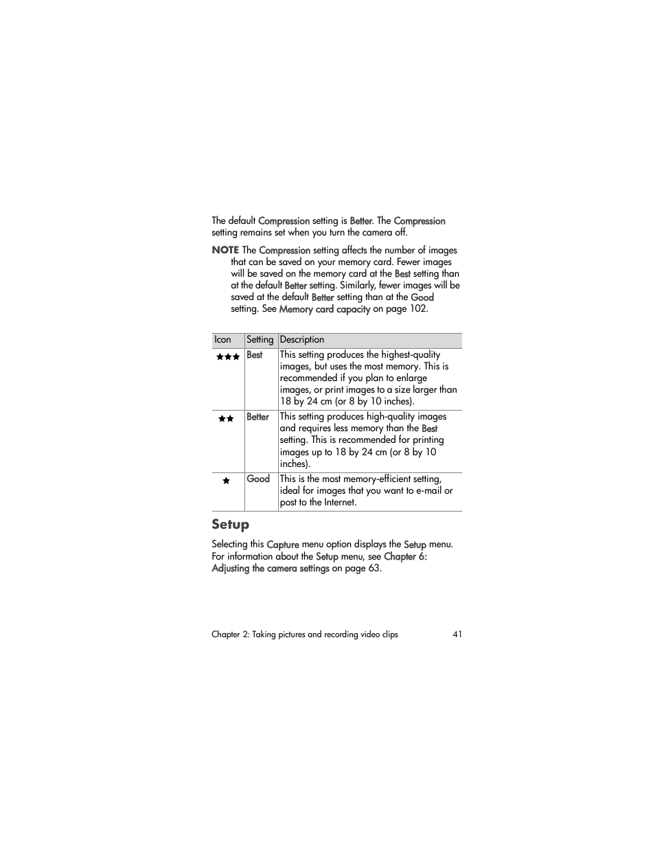 Setup | HP PhotoSmart 850 User Manual | Page 41 / 112