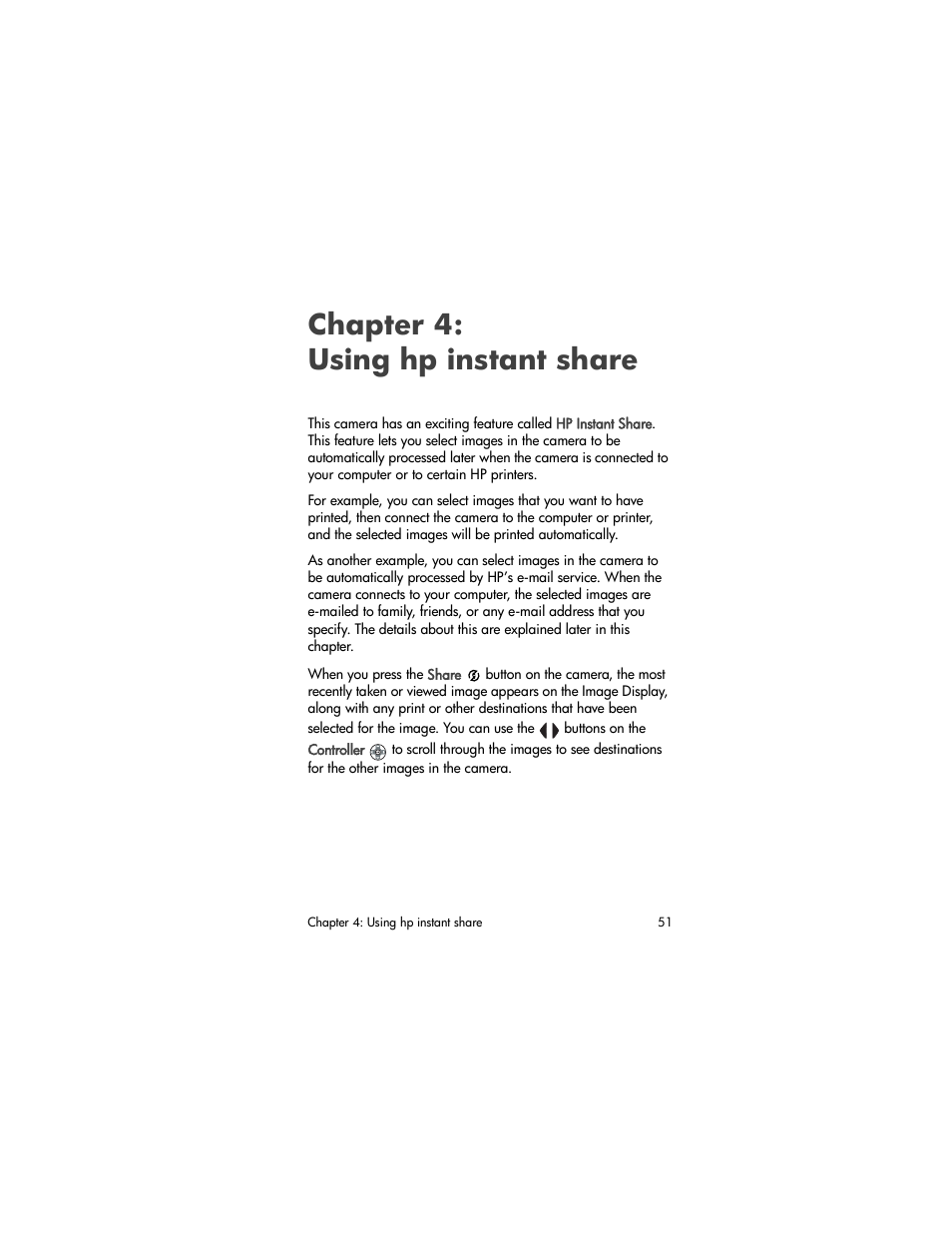 Chapter 4: using hp instant share, Chapter 4, Using hp instant share | HP PhotoSmart 850 User Manual | Page 51 / 112