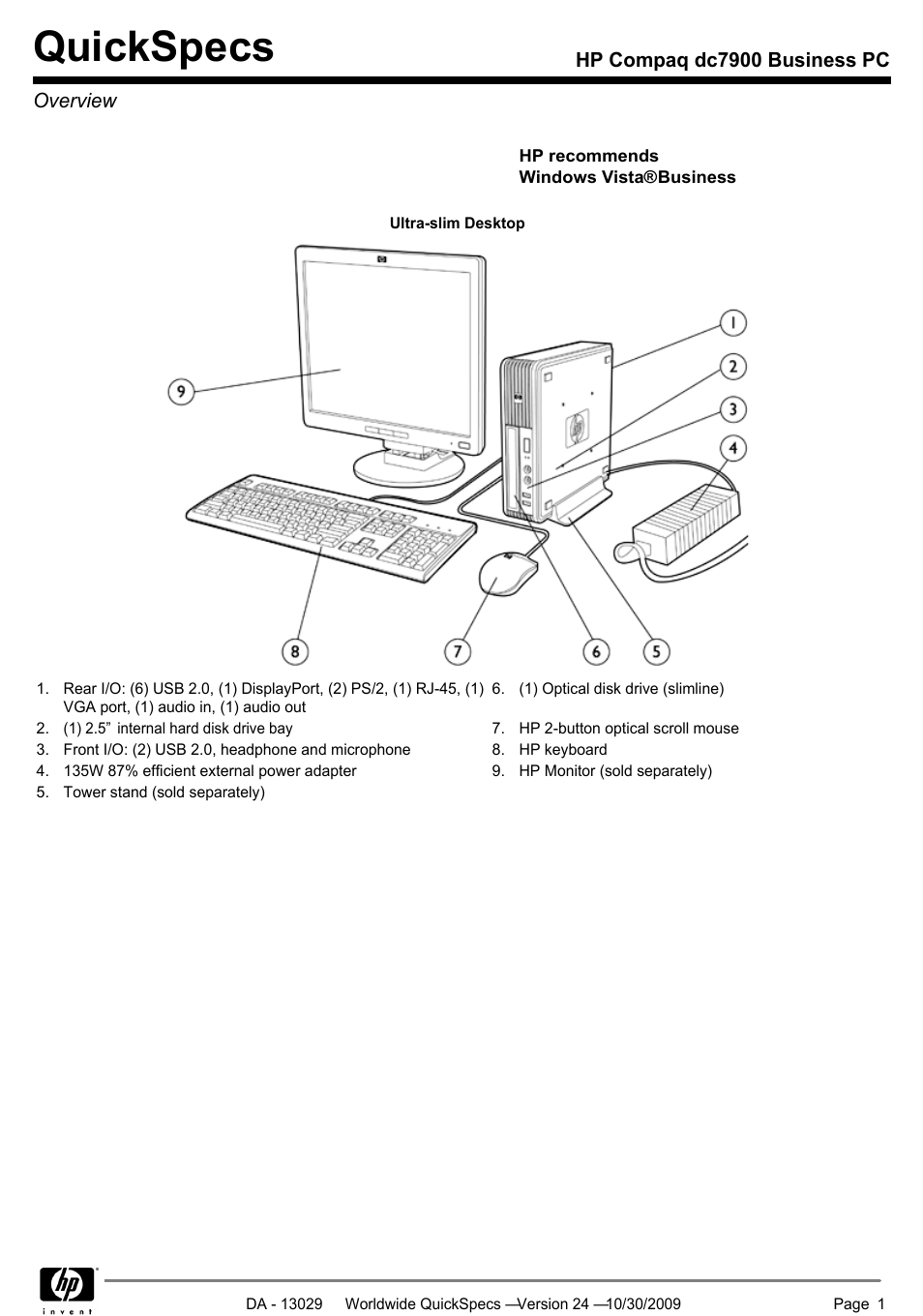 HP QUICKSPECS DC7900 User Manual | 63 pages