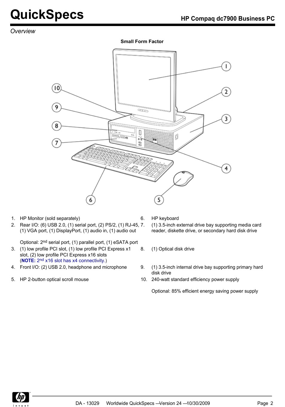 Quickspecs, Hp compaq dc7900 business pc overview | HP QUICKSPECS DC7900 User Manual | Page 2 / 63