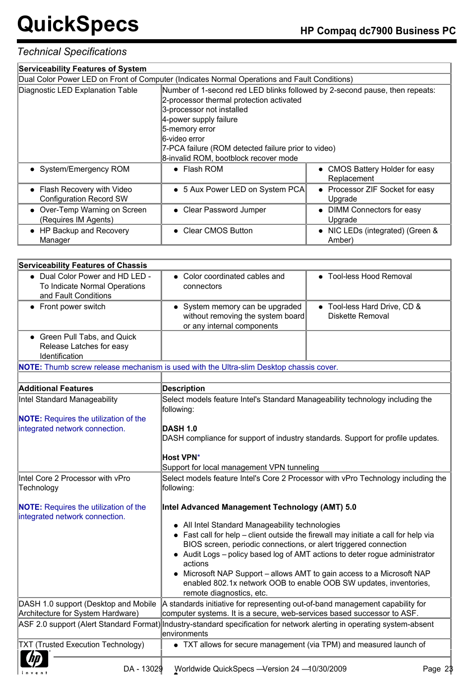 Quickspecs | HP QUICKSPECS DC7900 User Manual | Page 23 / 63