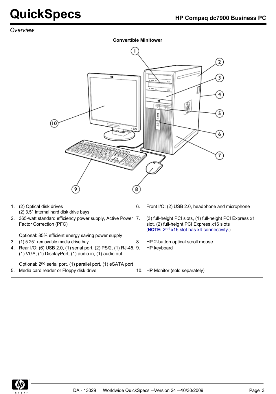 Quickspecs, Hp compaq dc7900 business pc overview | HP QUICKSPECS DC7900 User Manual | Page 3 / 63